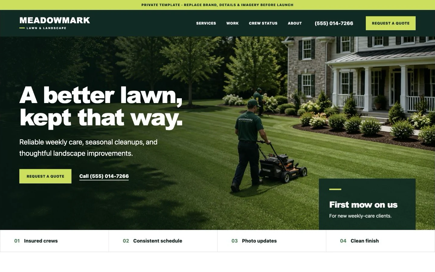 Meadowmark: original landscaping & lawn care website concept