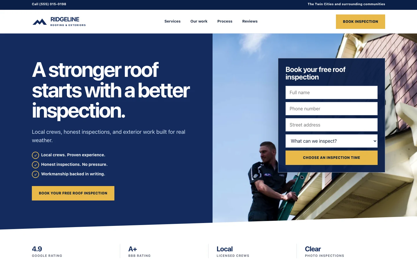 Ridgeline: original roofing website concept